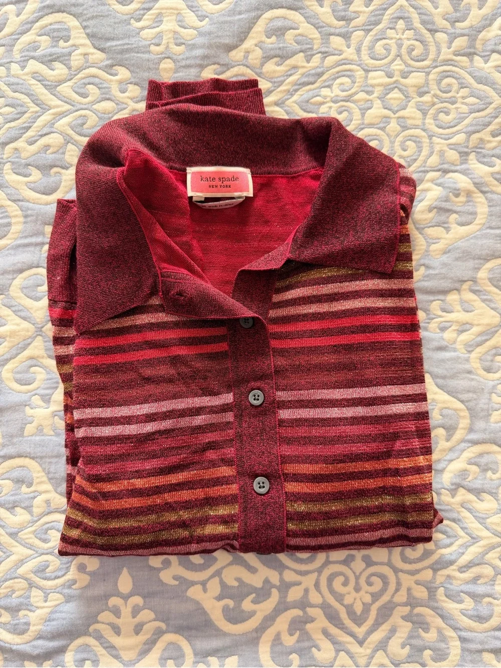 kate spade Metallic Stripe Polo Sweater